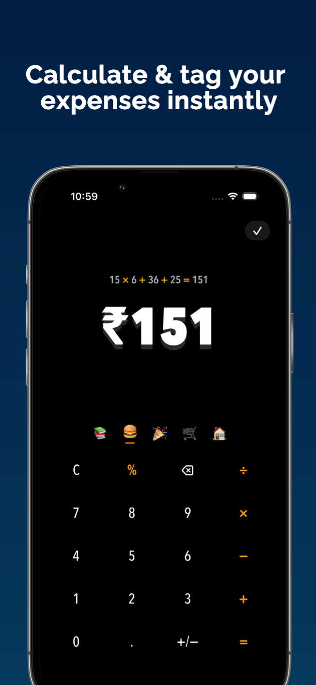 Home screen showing the calculator-style input