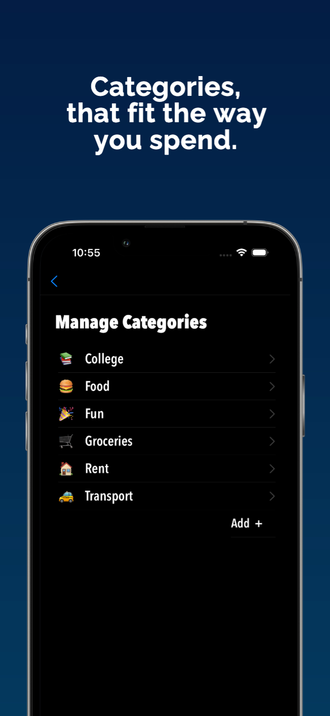 Managing categories with emoji labels
